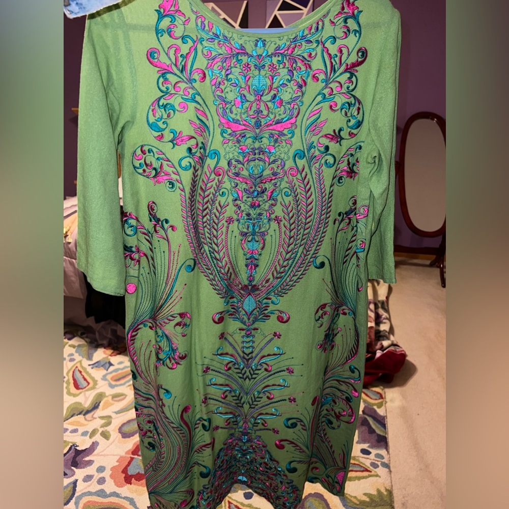 Green embroidered kurti